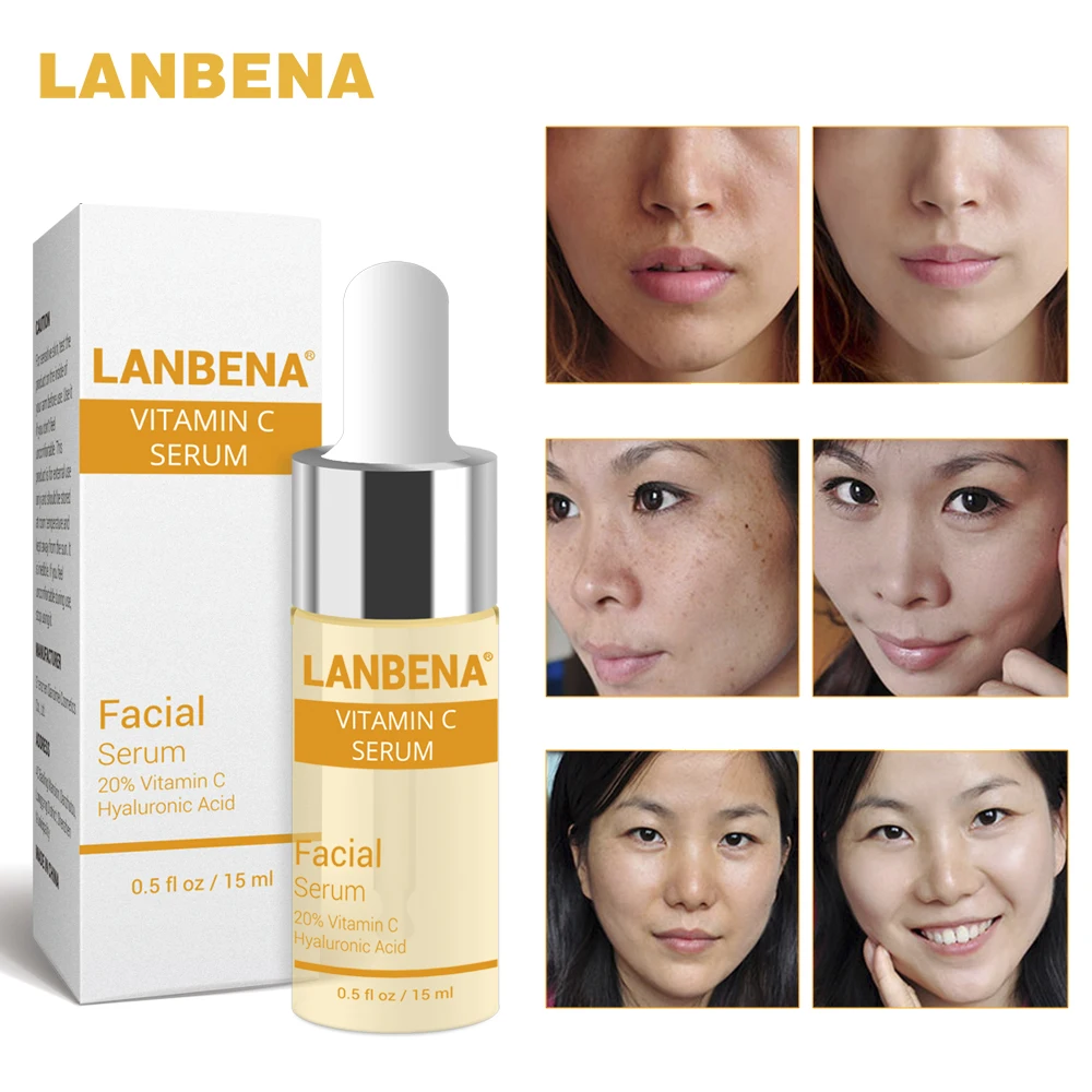 

LANBENA Vitamin C Face Serum Essence Remove Acne Dark Spot Freckle Speckle Fade Ageless Whitening Anti Wrinkle Face Skin Care