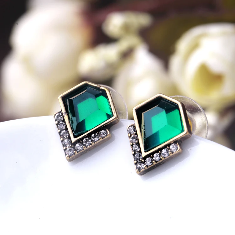 

Luxury Joker Cool Green Crystal Stud Earrings Famous Brand Geometric Small Vintage Brincos Fashion Jewelry Online Shopping India