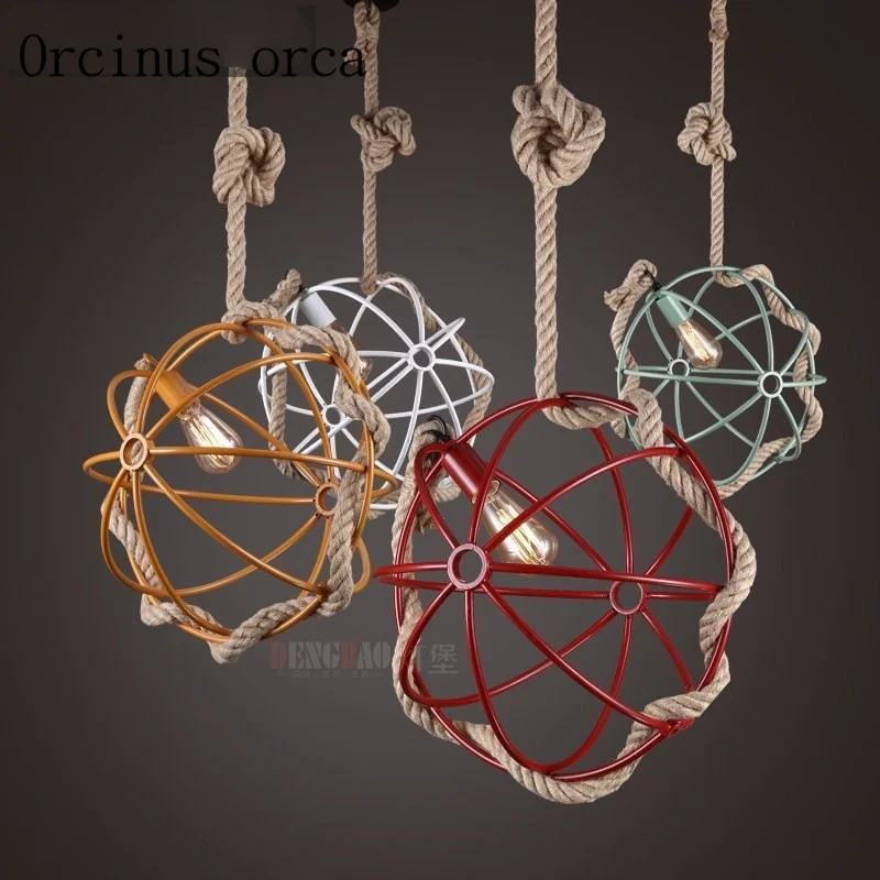 

American country industrial creative cafe bar iron wind vintage clothing store front personality rope Chandelier Postage free