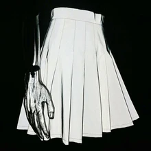 Светоотражающие женские плиссированные юбки с высокой талией сексуальные короткие Клубные вечерние юбки женские летние повседневные короткие юбки уличная линия юбки