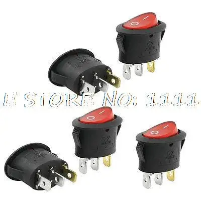 

5 Pcs 3P SPST I/O Red Light Panel Mount Oval Rocker Switch 6A/250VAC 10A/125VAC