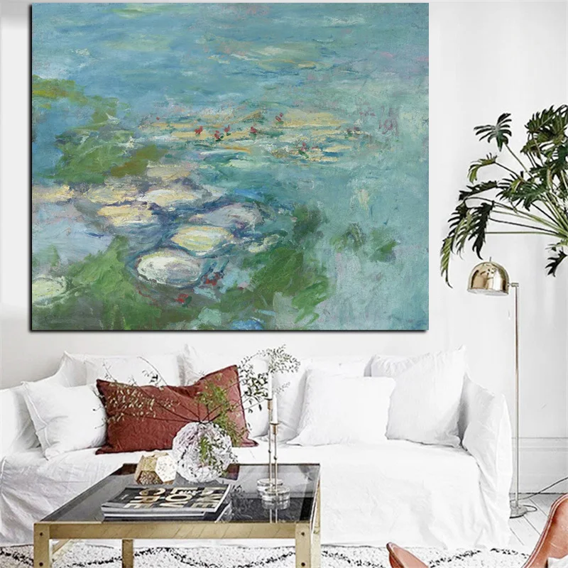 Print Wall Art Canvas Claude Monet Water Lily Pond Oil Painting Lotus Oil Painting Impressionist Poster Picture for Living Room (3)