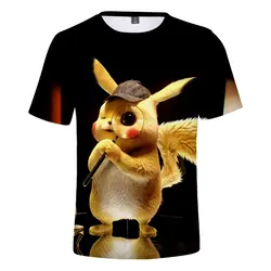 Harajuku Pokemon Detective Pikachu Мужская 3D футболка/женская модная футболка в стиле хип-хоп с короткими рукавами с 3D-принтом Пикачу для мальчиков и