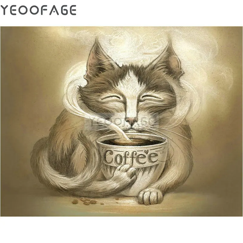 

Full square diamond embroidery Cartoon cat home decoration diy 5d diamond painting Cross Stitch rhinestone Mosaic cup Pattern