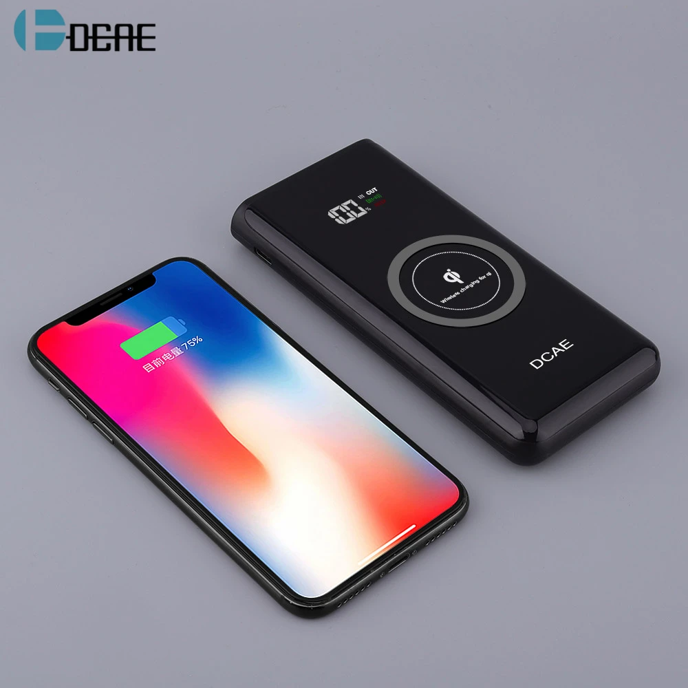 

DCAE 10000mah Power Bank External Battery Qi Wireless Charger Pad Powerbank for iPhone XS Max XR X 8 Samsung S9 S8 Xiaomi Huawei