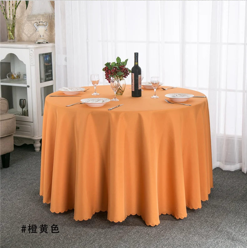 Высококачественная полиэфирная однотонная круглая белая скатерть для гостиничного банкета, свадебной вечеринки, прямоугольная скатерть для домашнего декора - Цвет: Orange