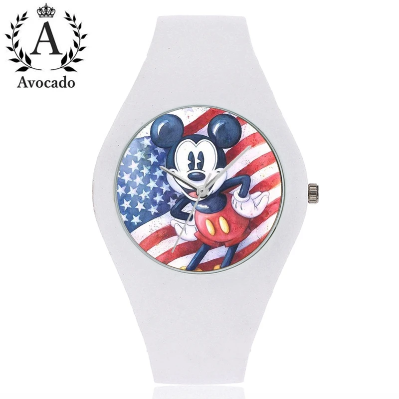 Авокадо Микки и Минни Маус Дети часы мультфильм силиконовые модные спортивные детские часы 2019 новые часы