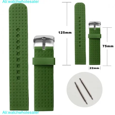 22mm Dark Forest Green Silicone Jelly Rubber Ladies Watch Band Strap WB1074U22JB