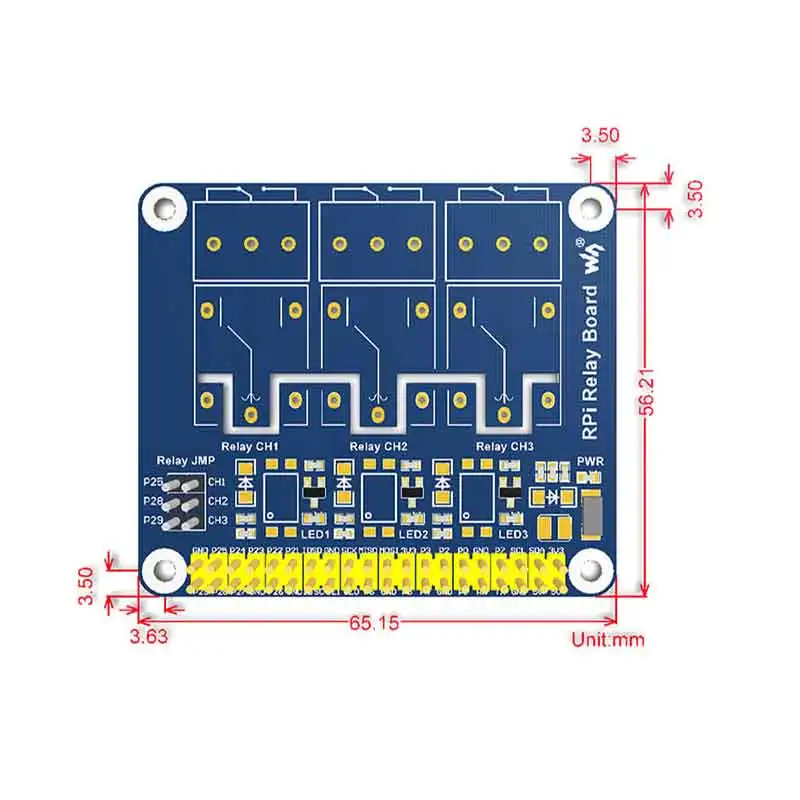 raspberry-pi-Relay-Board-size