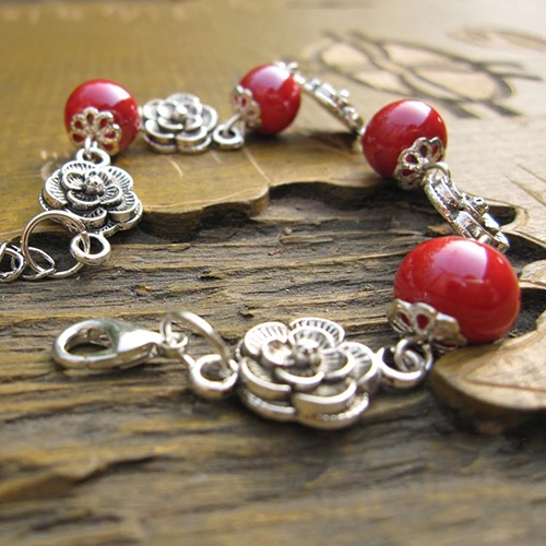 

Bluelans Women's Handmade Ceramic Silver Plated Adjustable Ethnic Style Bracelet