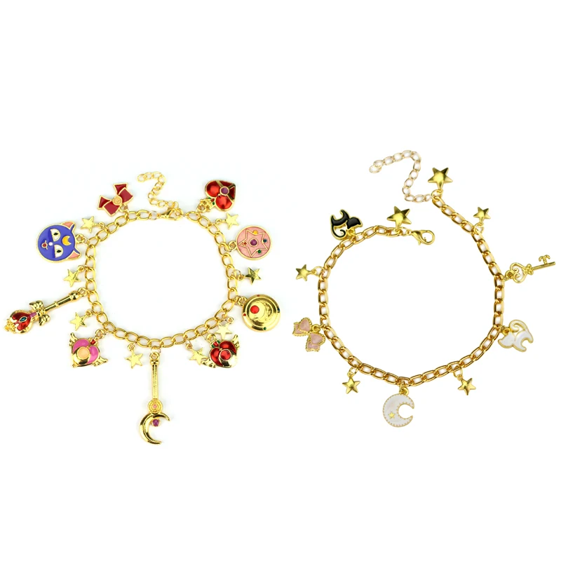 20 шт./лот Сейлор Мун щит звезда кристалл браслет и браслет с эмалью звезды амулеты пентаграмма девушки/женщины ювелирные изделия