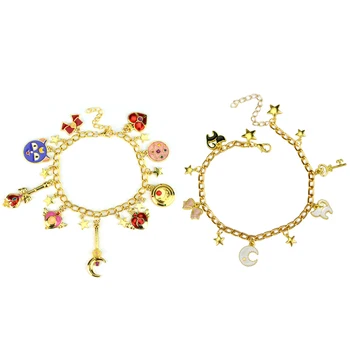 

10 pc/lot Sailor Moon Shield Star Crystal Bracelet & Bangle with Enamel Stars Pentacle Charms Girls/Women Jewelry
