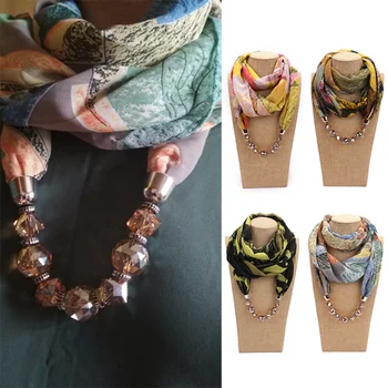 

Scarf Women Scarves Fashion Decorative Pendant Beaded Chain Turban Hat Necklace Print Shawls