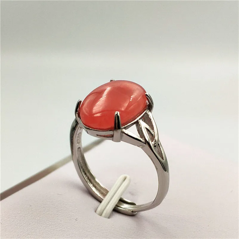

Adjustable Ring Natural Rhodochrosite Crystal Gemstone 925 Silver 13x9mm Beads Lucky Love Gift Ring Jewelry AAAAA Drop Shipping