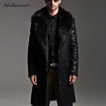 

Men Faux Fur Wool & Blends Casual Warm Reversible Coat Jacket Long Sleeve Arka Coats Casaco Masculino Manteau Femme Hiver