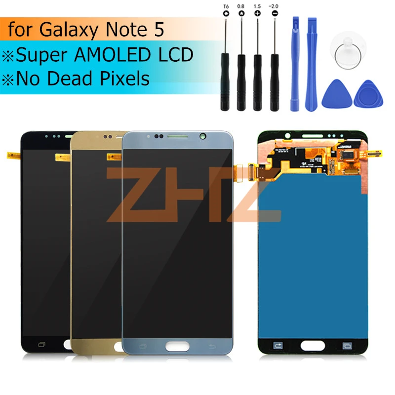 

Pre-tested Super Amoled for Samsung Note 5 LCD Touch Screen Digitizer Assembly for Samsung Note 5 Display N920 N920T Spare Parts