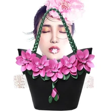 Креативная сумка из мягкой искусственной кожи с объемным цветком, модные женские плетеные ремешки, сумка на плечо, женские банкетные сумки с короткими ручками, подарки на день рождения