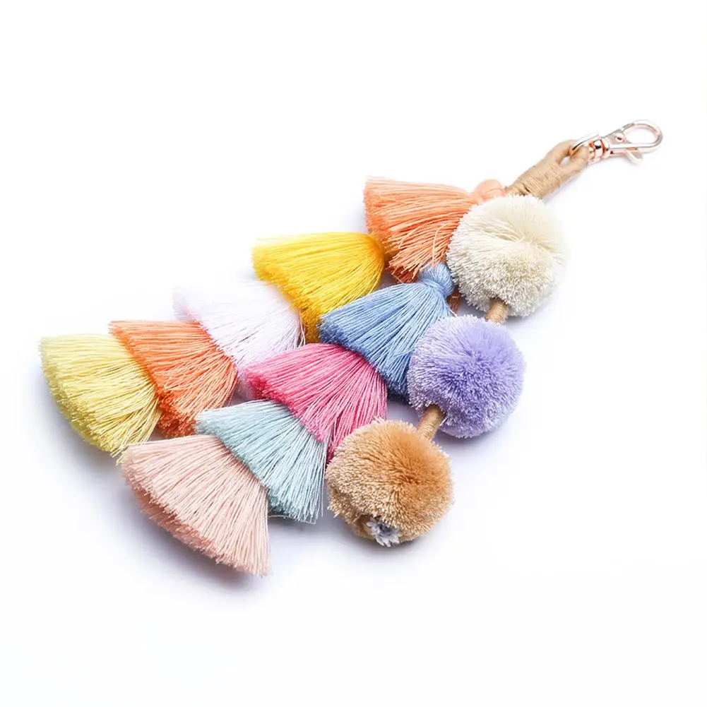 

Handmade Tasseled Hanging Decor Bohemian Tassel Woven Bag Keychain Pendant Spike Tassel for DIY Jewelry Findings Craft Making