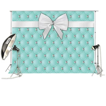 

Tiffany Backdrop Diamonds Bowknot Birthday Photography Background Teal Bridal Shower Decoration Wedding Celebration W-2023