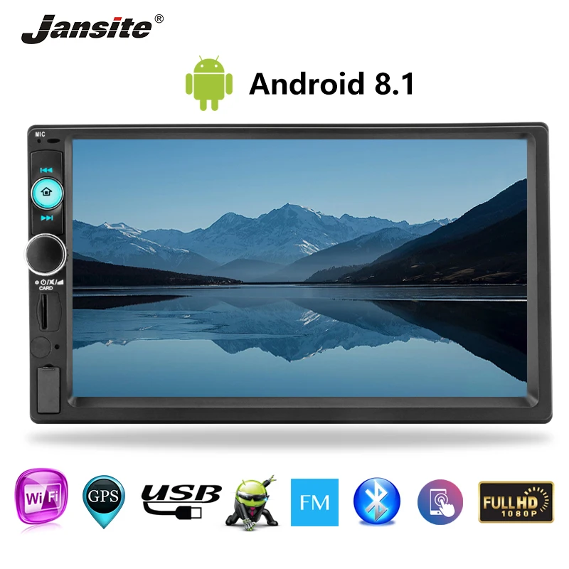 

Jansite 7" Android8.1 Car Radio Touch Screen Player GPS Navigation Bluetooth FM USB radio double din car stereo with rear camera