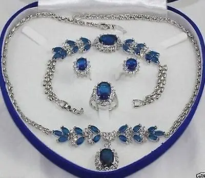 

Hot sale women's jewelry aquamarine gem Earring Bracelet Necklace Ring