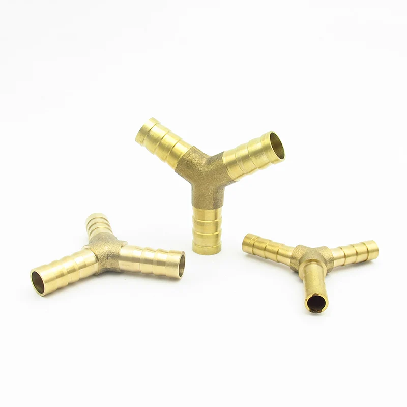Color: 6mm Xucus Brass Splicer Pipe Fitting Y Shape 3 Way Hose Barb 6mm 8mm 10mm 12mm 14mm 16mm 19mm Barbed Connector Joint Coupler Adapter 