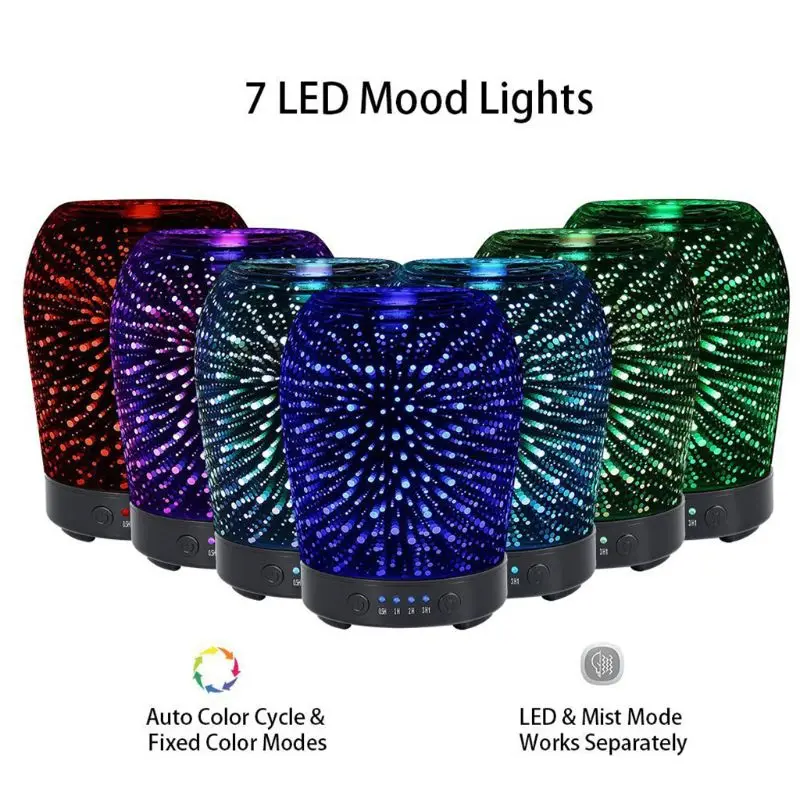 

3D Firework Night Light Essential Oil Diffuser AU US UK EU Aroma Aromatherapy Fine Fog Humidifier Household Room Decor Car Acces