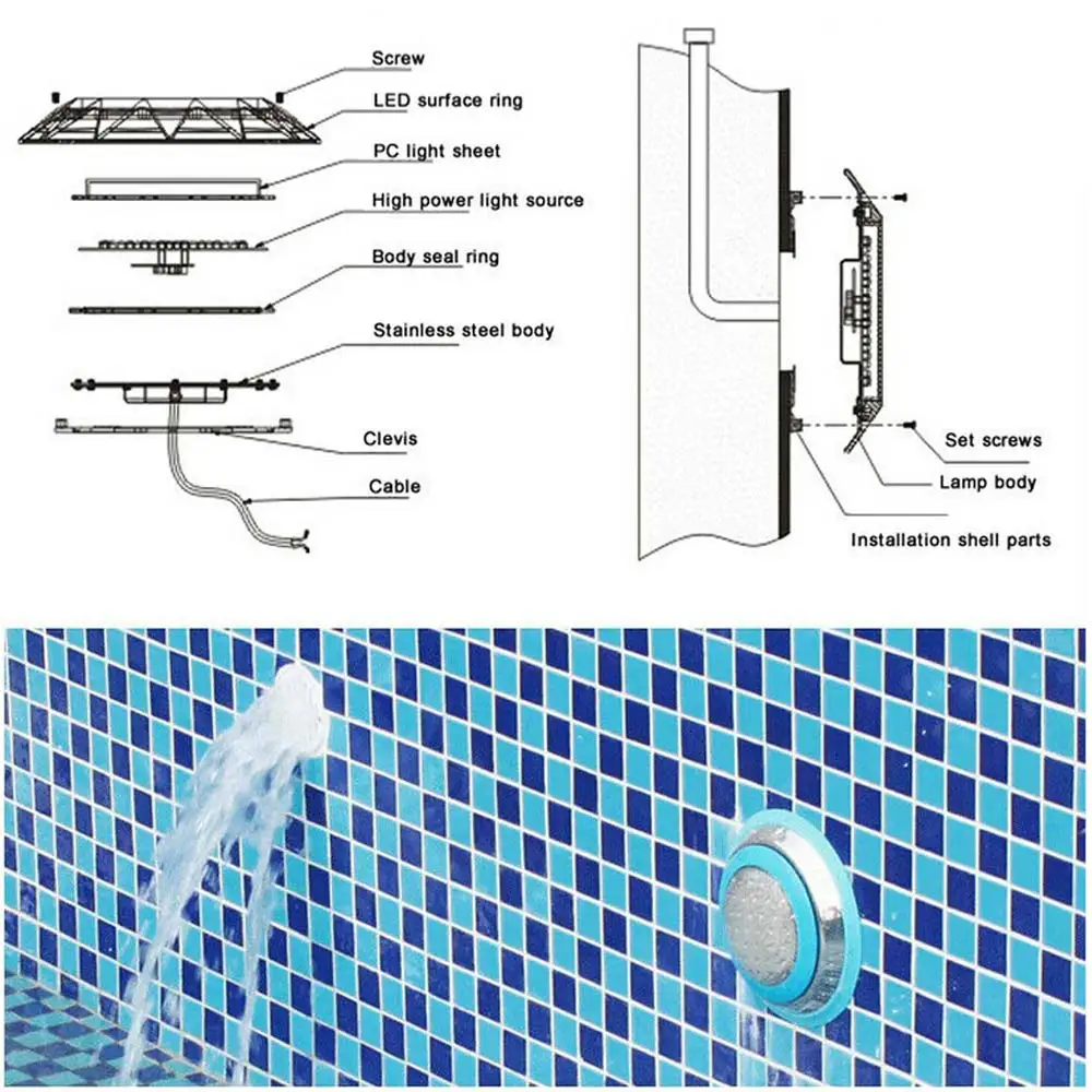 18 Вт Светодиодный светильник для бассейна с пленкой IP68 Водонепроницаемый AC/DC 12 В открытый RGB подводный светильник для пруда светодиодный Piscina Luz точечный светильник