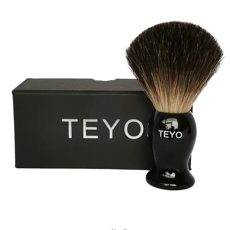 TEYO Black Badger Hair Shaving Brush of Resin Handle With Gift Box Packed Perfect for Wet Shave Safety Razor