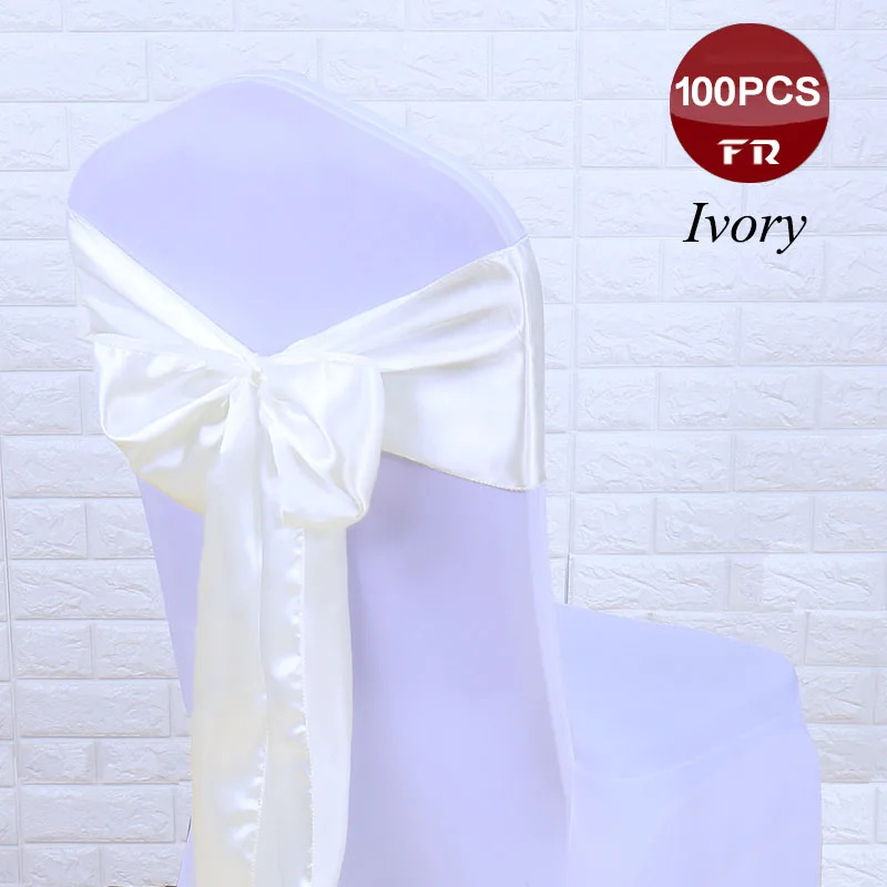 100 шт./лот чехол для стула Sash Satin 7X10" атласная лента Ткань Пояс для стула бант Галстуки Для Свадьба Банкет вечерние банкетные банты для стула в отеле - Цвет: Ivory