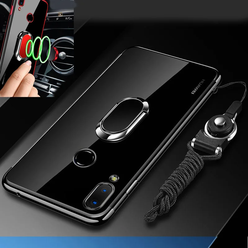 

For Huawei Nova 3i Phone Case Nova3i magnet car holder Soft Silicon TPU Back Cover For Huawei Huawei Nova 3i Case Nova 3 rope