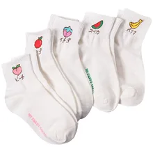 5 пар, милые женские носки, забавные носки с рисунками фруктов, персика, вишни, милые модные короткие носки для девочек, Meias, весна-осень, удобные хлопковые носки