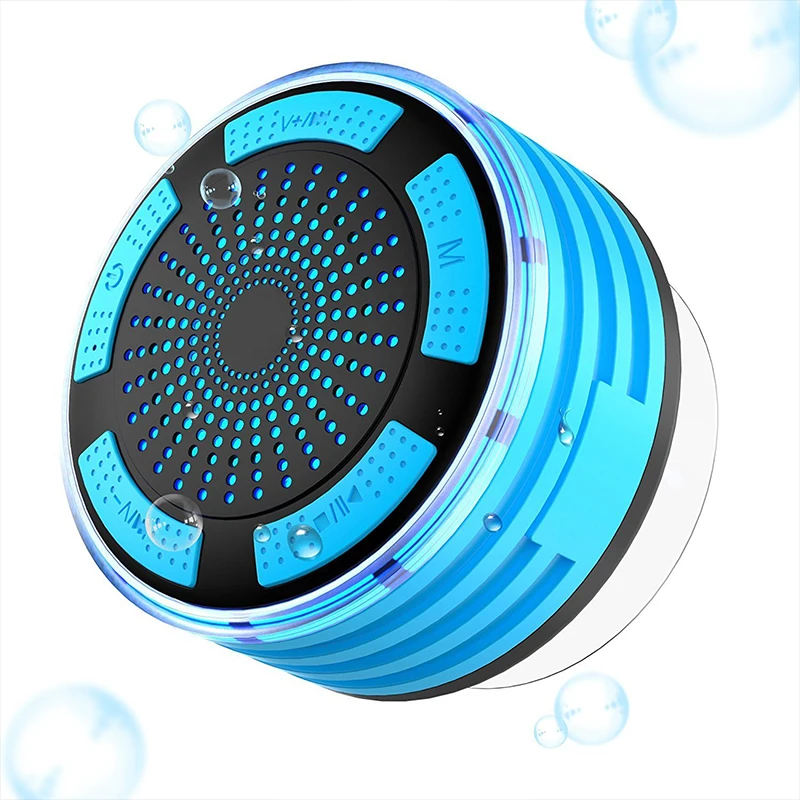 Bluetooth Speaker Waterproof IP67 Portable Outdoor Wireless Subwoofer Loudspeaker Shower with LED Suction Cup | Электроника