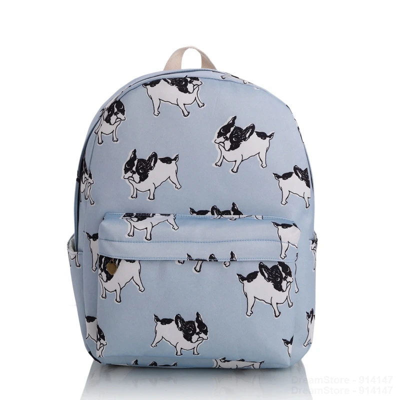 2017 Girls Women Cute Dog Canvas Backpacks School Backpack Rucksack Travel Bag Bookbag Character Pattern Charm