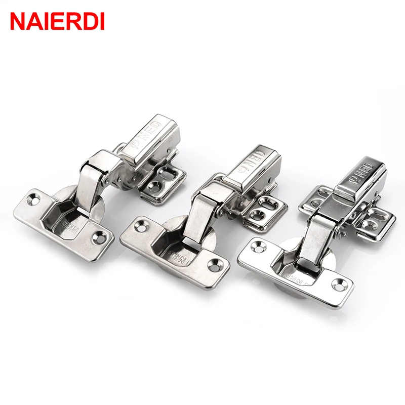 Goedkoop 4 STKS NAIERDI Scharnieren 304 Rvs Pure Koper Hydraulische Demper Buffer Kabinet Kast Deur Scharnier Voor Meubels Hardware