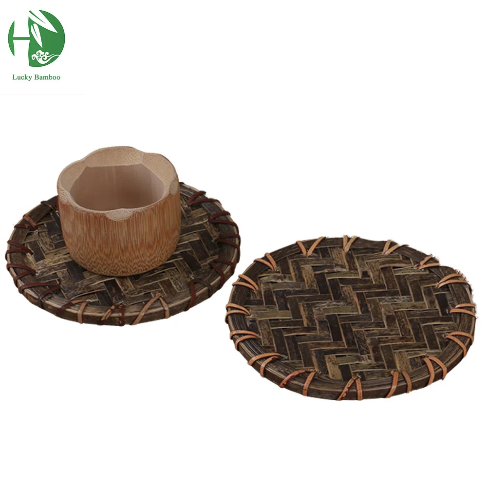 3pce/лот бамбуковая чайная чашка коврик деревянная подставка чайный набор кухонных принадлежностей подстаканник тарелка горшок колодки теплоизоляция блюдце