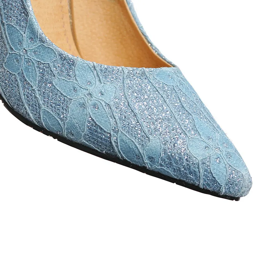 ESVEVA 2019 Women Pumps Slip on Pointed Toe PU Leather+Lace Thin Super High Heel Fashion Shallow Shoes Spring/Autumn Size34-43 ESVEVA 2019 Women Pumps Slip on Pointed Toe PU Leather+Lace Thin Super High Heel Fashion Shallow Shoes Spring/Autumn Size34-43