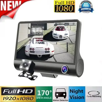 

3 Lens Car DVR Front/Inside/Rear Full HD 1080P Car Camera Motion Detection Dash Cam Night Vision Drive Recorder