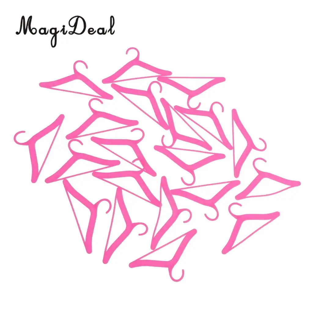 MagiDeal Cute 20Pcs/Lot Plastic 7.2cm Doll Clothes Hangers for Hanging Dolls Cloth Dress Skirts Pants Collection Accessories