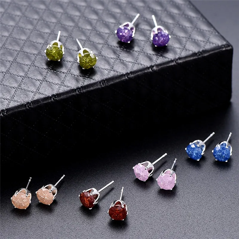 

PINKSEE 6 Pairs Colored Rhinestone Stud Earrings Cute Candy Color Earrings Lovely Crystal Stud Earrings Jewelry Gifts for Girls