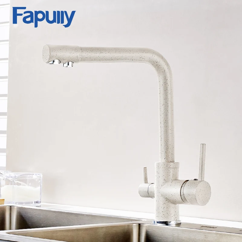 

Fapully Kitchen Faucet Brass 3 Way Water Filter Mixer Marble Painting Swivel Drinking Water Faucets Purifier For Sinks Taps 176