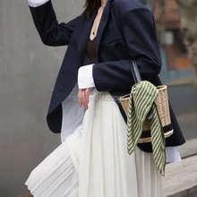 Топ Версия бежевая Асимметричная плиссированная миди юбка-Женская новая простая стильная юбка