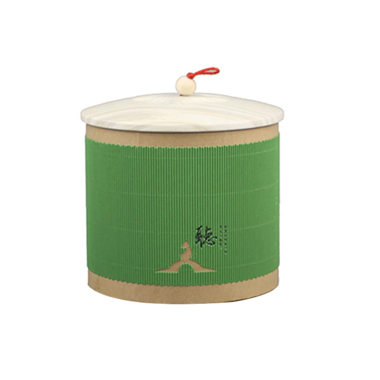 Xin Jia Yi Packing Large Capacity Tea Paper Container Coffer Sugar Tea Jar With Stainless Steel Handle Container - Color: Green