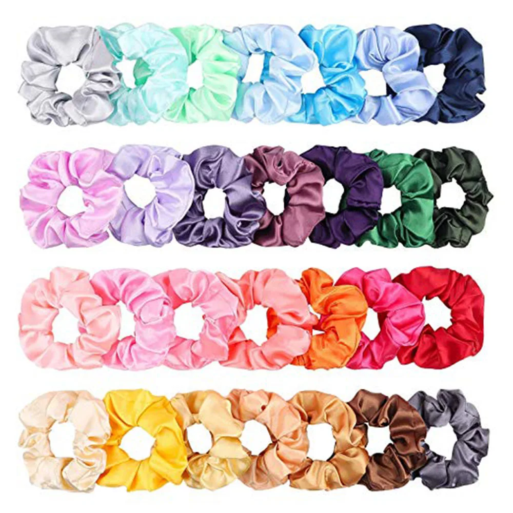 

20 Pcs Colorful Silk Satin Hair Scrunchies Set Ponytail Holder Hair Accessories Ropes Scrunchy Solid Color Traceless Hair Ties