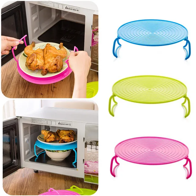 Best Price Multifunction Microwave Oven Shelf Double Insulated Heating Tray Rack Bowls Layered Holder Organizer Tool Kitchen Accessories