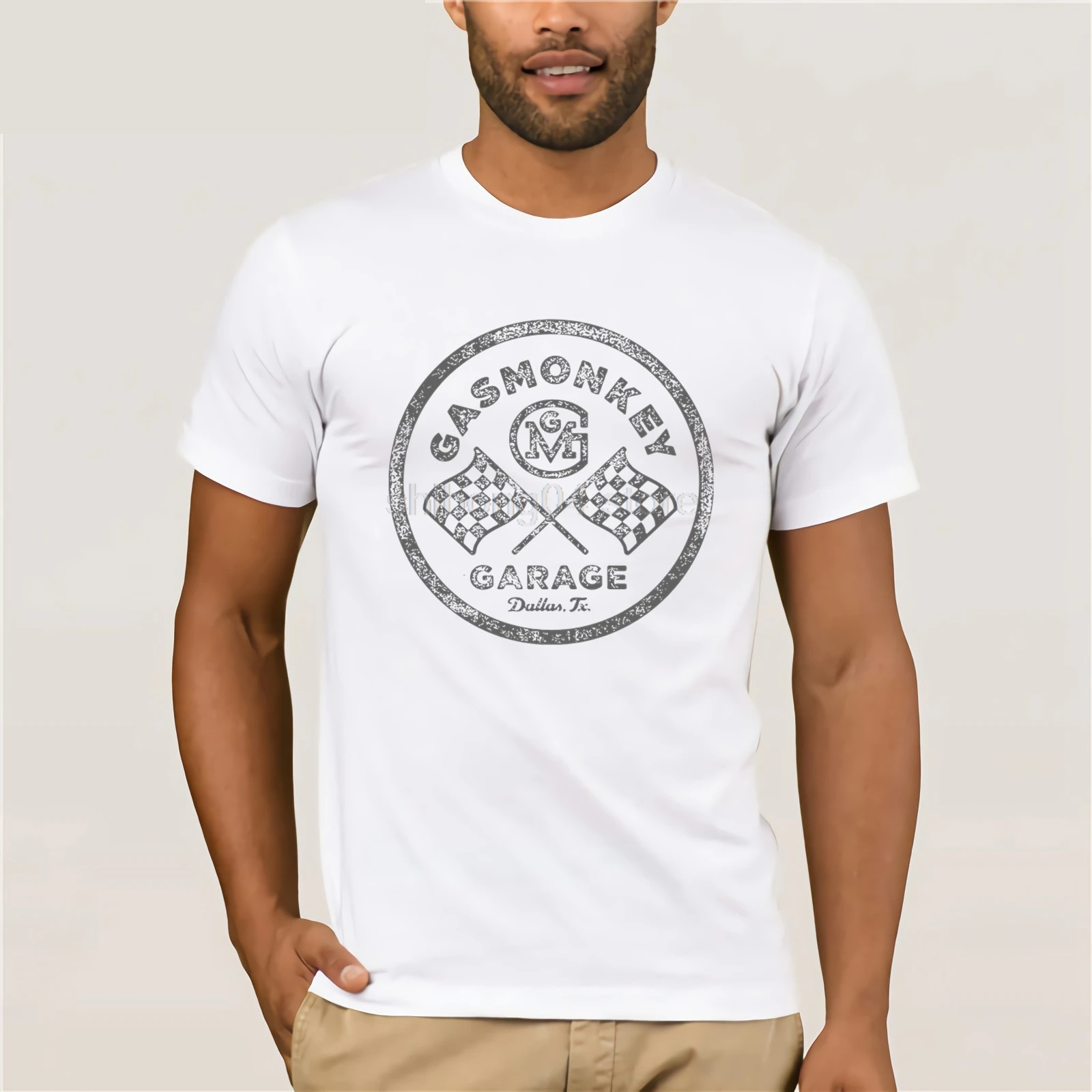 

Gas cool Monkey Garage Logo Fast N' Loud Texas T-Shirt Man Cotton Short Sleeve Tee T-Shirt