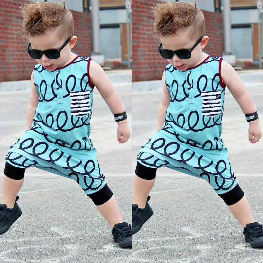 Summer Cool Baby Boys Toddler Sleeveless Romper Jumpsuit Summer Outfit