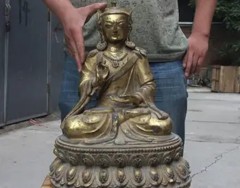 

19 Tibet Buddhism Bronze copper GoldTemple Tsongkhapa Tsong-kha-pa Buddha Statue