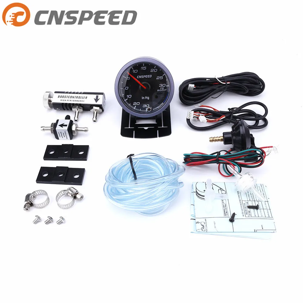 

CNSPEED 60MM Automotive Turbo Booster 30PSI Adjustable Turbo Kit 1-30PSI Cockpit Driver YC101412+YC100211
