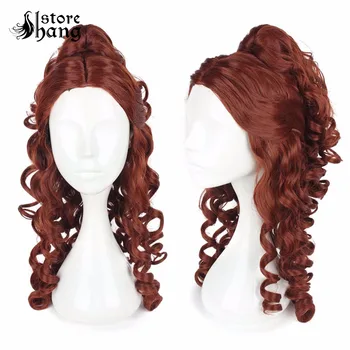 

Adult Belle cosplay Beauty and the Beast Princess Belle Cosplay Brown Curly Heat Resistant Fiber Halloween Costume Accessories